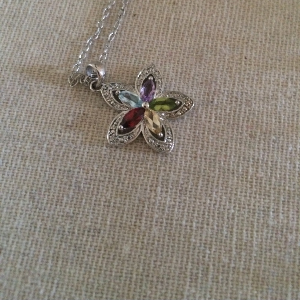 Necklace precious stones & sterling silver